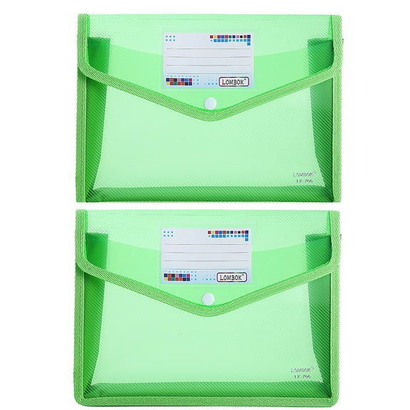Plastic File Folders Legal Size Expandable Document Folder with Snap Button Closure, A4 Expanding File Wallet Envelopes Pouch with Label Pocket, 2 Packs (Green) 13x2.4x9.8"