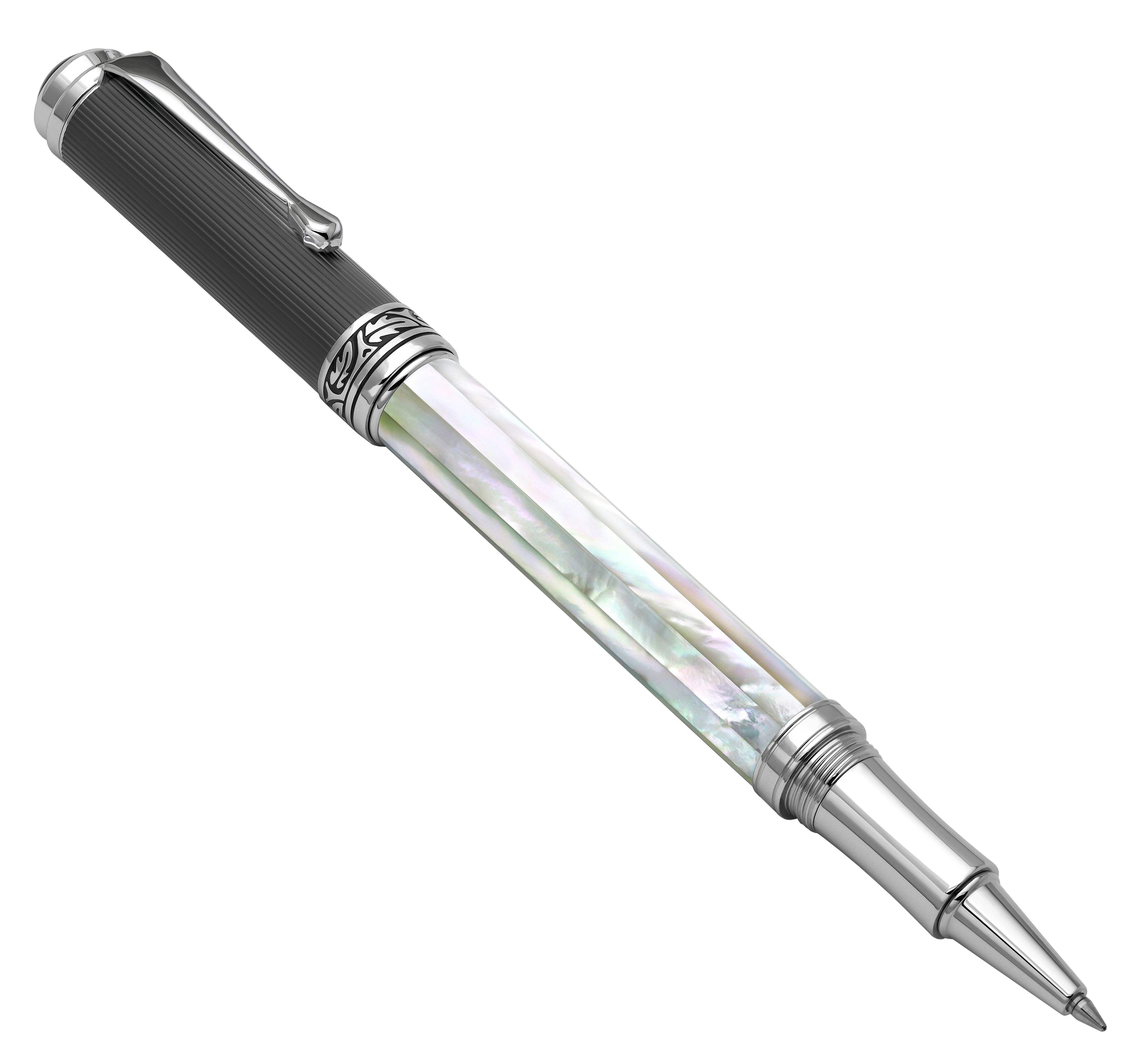Xezo Xezo Maestro® Oceanic White Mother of Pearl Rollerball Pen - DLC (Diamond-Like Coating) PVD Cap