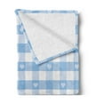 thumbnail image 2 of Checkered Soft Flannel Fleece Throw Blanket, Gingham Motif with Little Hearts Pastel Blue Baby Shower Kids Theme, Cozy Plush for Indoor and Outdoor Use, 50" x 60", Pale Blue White, by Ambesonne, 2 of 5
