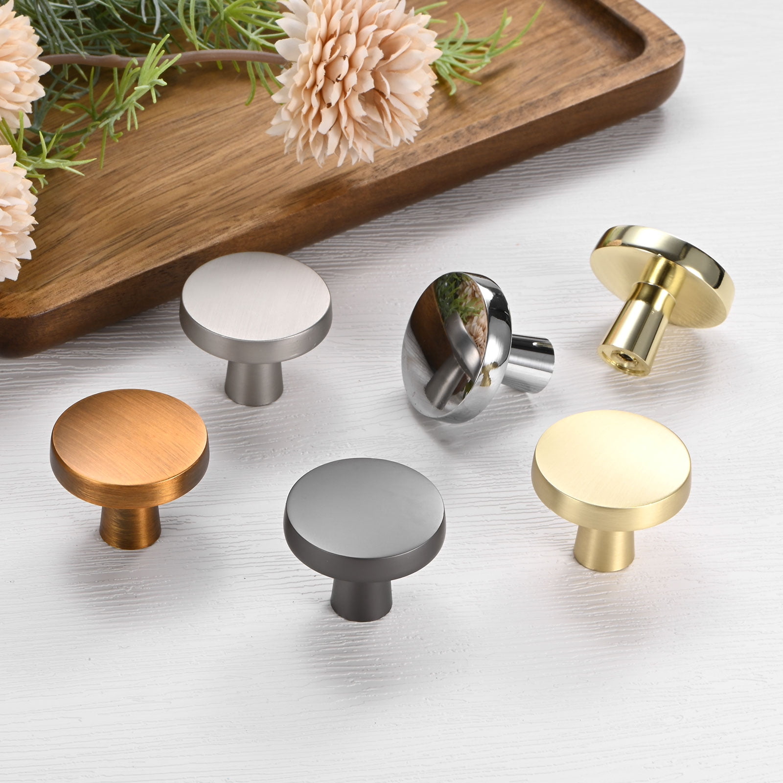 Uxcell 10-Pack Brushed Satin Cabinet Knobs, 1-1/5" Round Modern Zinc Alloy Knobs Handles [Dark Grey]