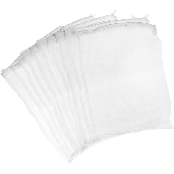 Soimiss 10Pcs Drawstring White Filter Bags for Garden Pond Filtration Nylon Mesh Material