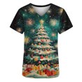 thumbnail image 5 of Xfvqtps Christmas Scrub Tops for Women Soft V-Neck Scrubs Comfortable Lightweight Nursing Uniforms Casual Printed Short Sleeve Nurse Top Working Uniforms with Pockets Olive Green, 5 of 5