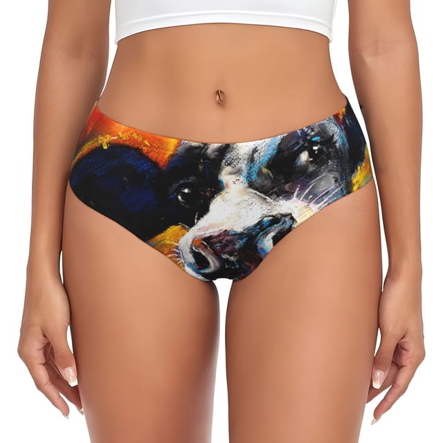 Balery Cow Ropa Interior de Algodón para Mujer con Dibujo – Braguitas Cómodas y Elásticas, Estilo Clásico-Small