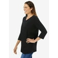 thumbnail image 3 of Woman Within Plus Size Perfect Three-Quarter Sleeve V-Neck Tee (Petite Available), 3 of 6