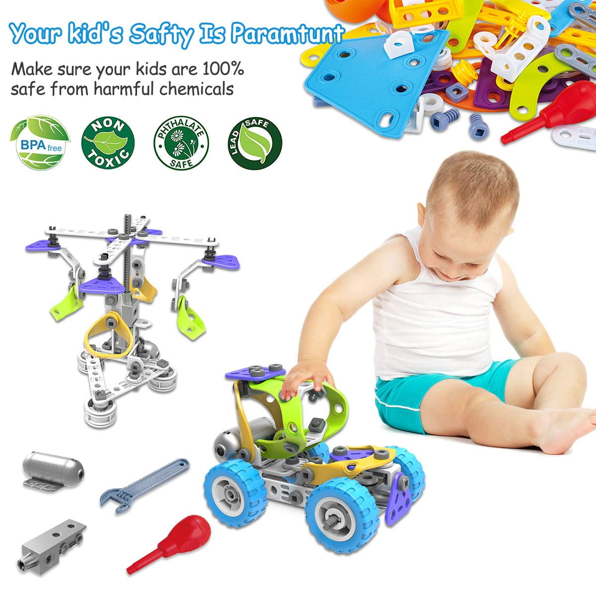 STEM Learning Toys 5 in 1 Erector Set DIY Educational Construction Engineering Building Blocks Toys Kits for Kids Ages 6-12 for Boys /& Girls Gift