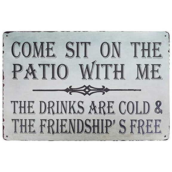 PXIYOU Come Sit on The Patio with Me Retro Vintage Metal Sign Country Home Decor Outdoor Porch Decorative Metal Plaque 8X12Inch