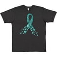 thumbnail image 3 of Inktastic Ovarian Cancer Awareness Teal Ribbon Made of Hearts T-Shirt, 3 of 5