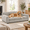 Beige, variant on 51-Inch Large Dog Sofa Bed, Elevated Upholstered Pet Couch with Soft Linen Fabric and Bolstered Arms for Large & Oversized Dogs