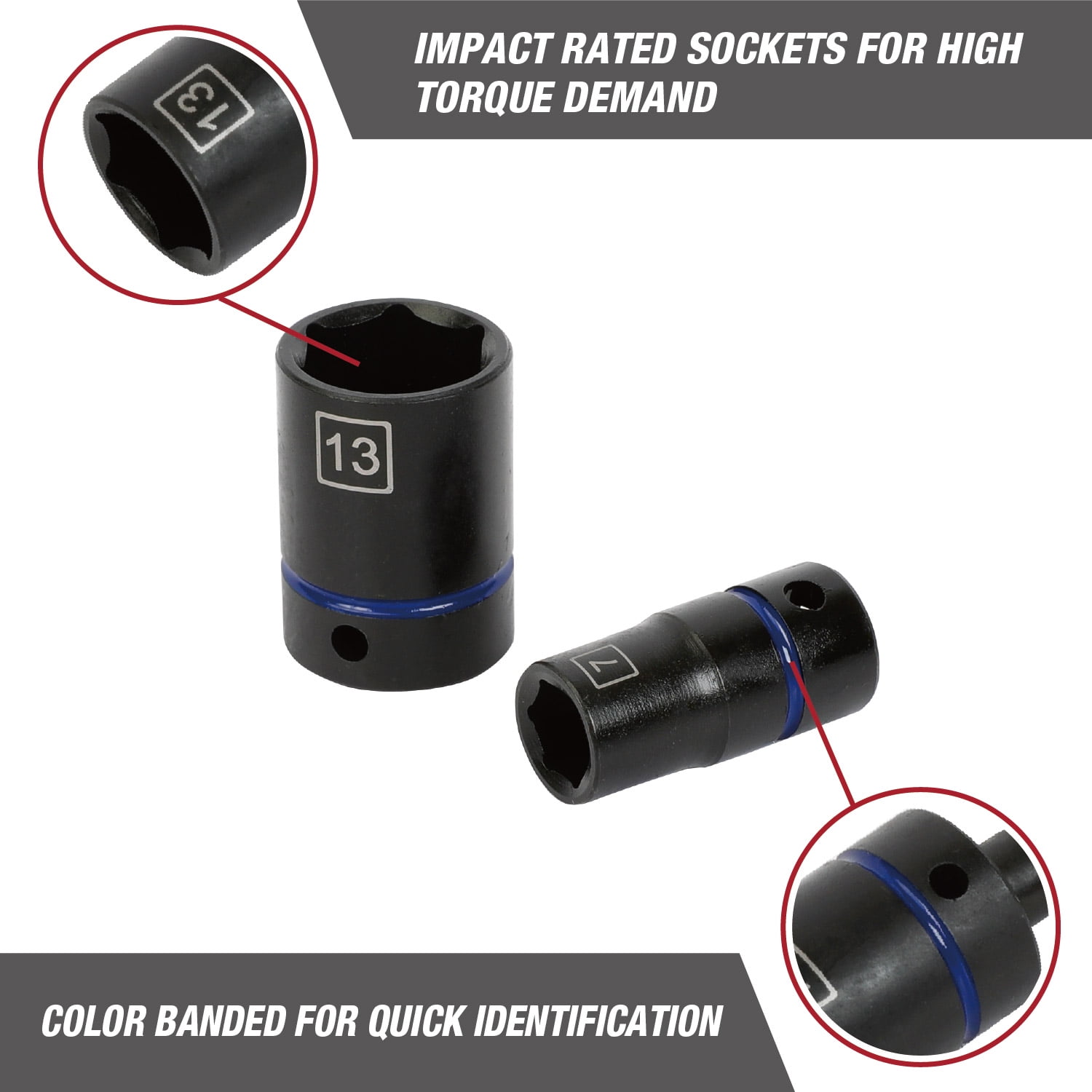 Hyper Tough 8-Piece 1/4-inch Drive Impact Socket Set (MM)