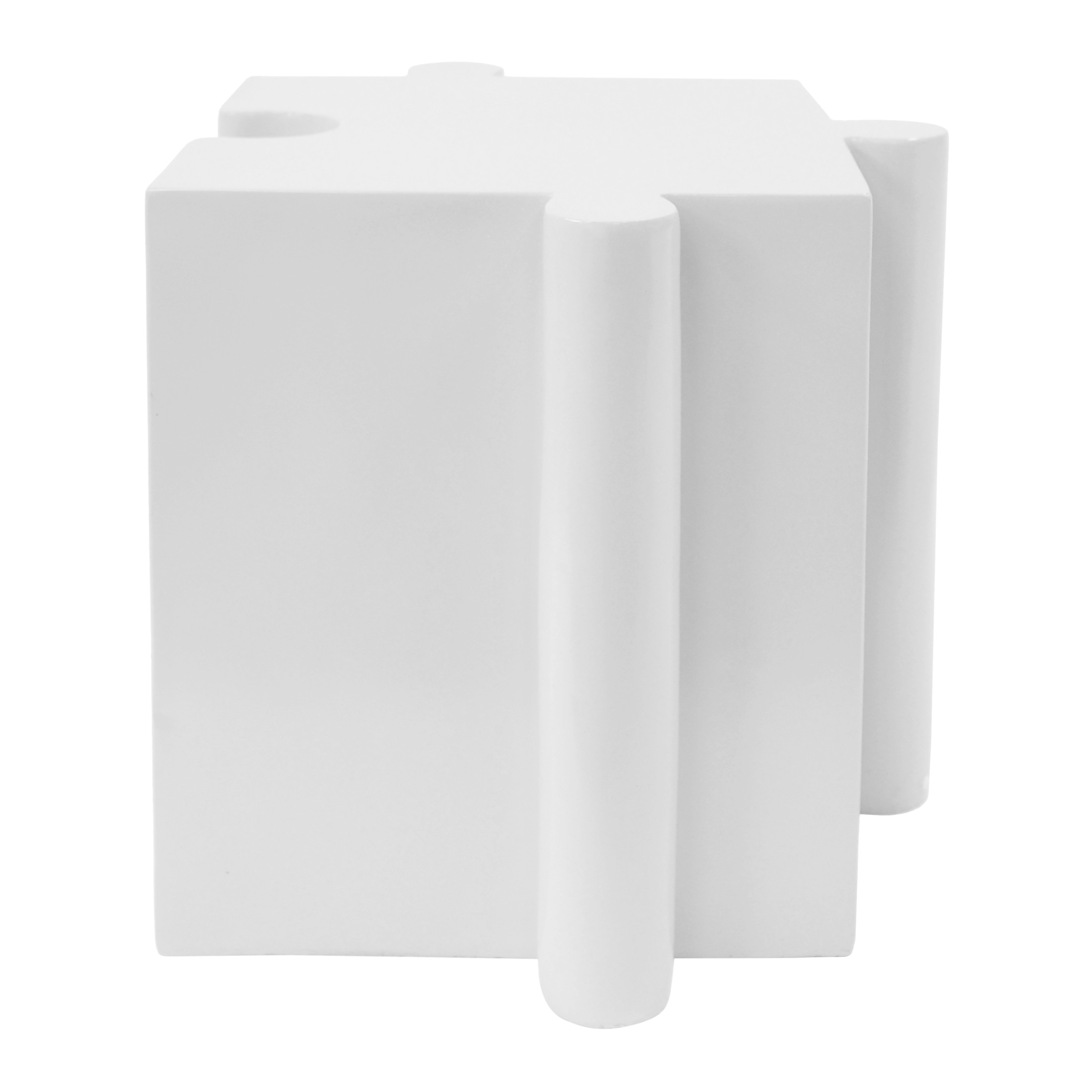 Christopher Knight Home White Puzzle Art Side Table, Modular Interlocking Design, Indoor Outdoor Use, Convex Edge