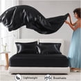 thumbnail image 2 of JERFIT 7-Piece Split King Satin Sheet Set, Black - Wrinkle Free, Deep Pocket Fitted Sheets for 16" Mattress, OEKO-TEX Certified Polyester Bedding, 2 of 10