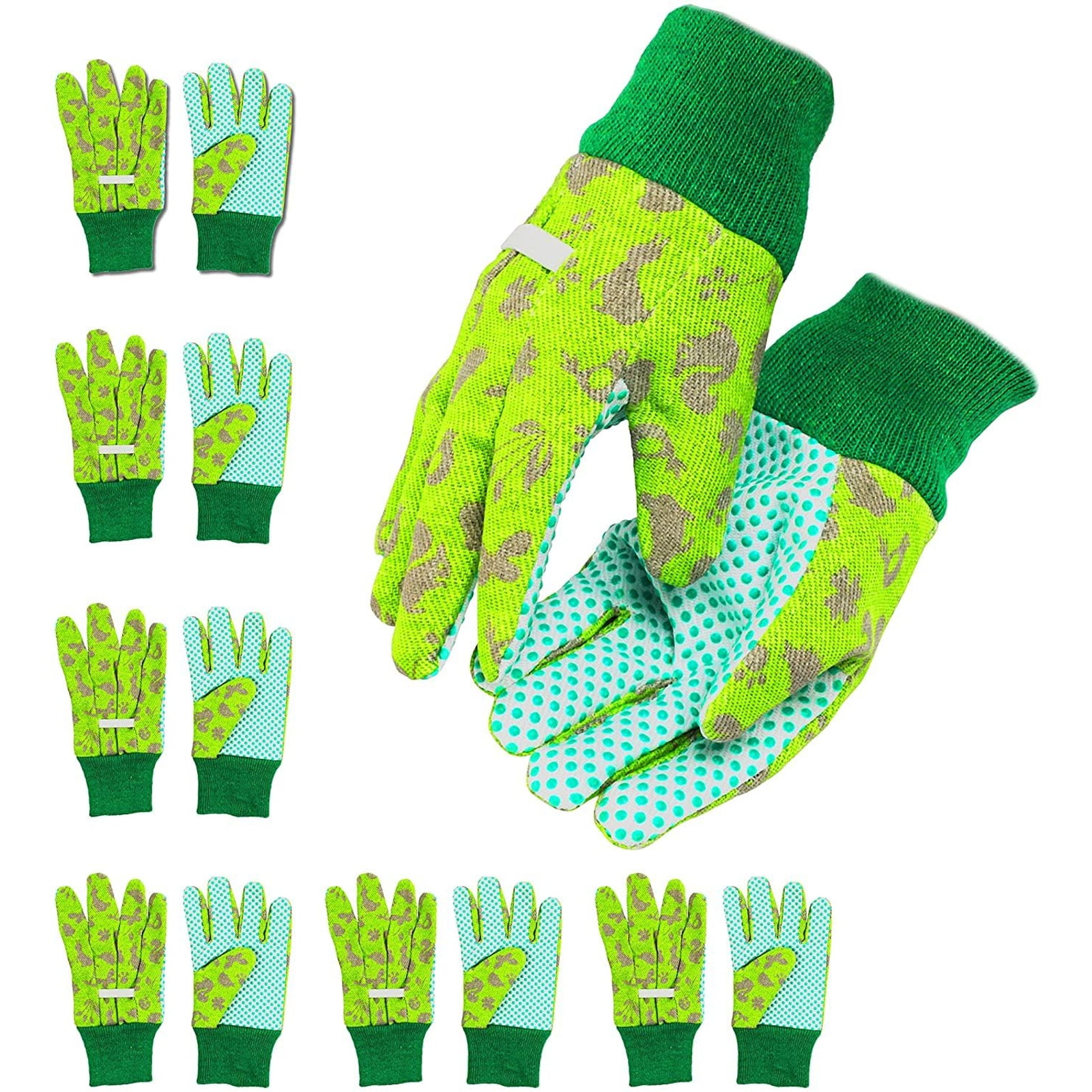 3 Pairs Kids Latex Gardening Gloves for Ages 2-10 Green & Yellow & Pink 1 Pair UV Sun Protection Arm Sleeves Child Toddlers Breathable Rubber Coated Yard Work Gloves for Boys & Girls