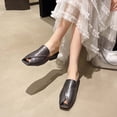 thumbnail image 4 of PiGOGI Women's Peep Toe Mules Cut Out Low Heel Non-Slip Comfortable Slide Sandals Summer Black 5.5, 4 of 6