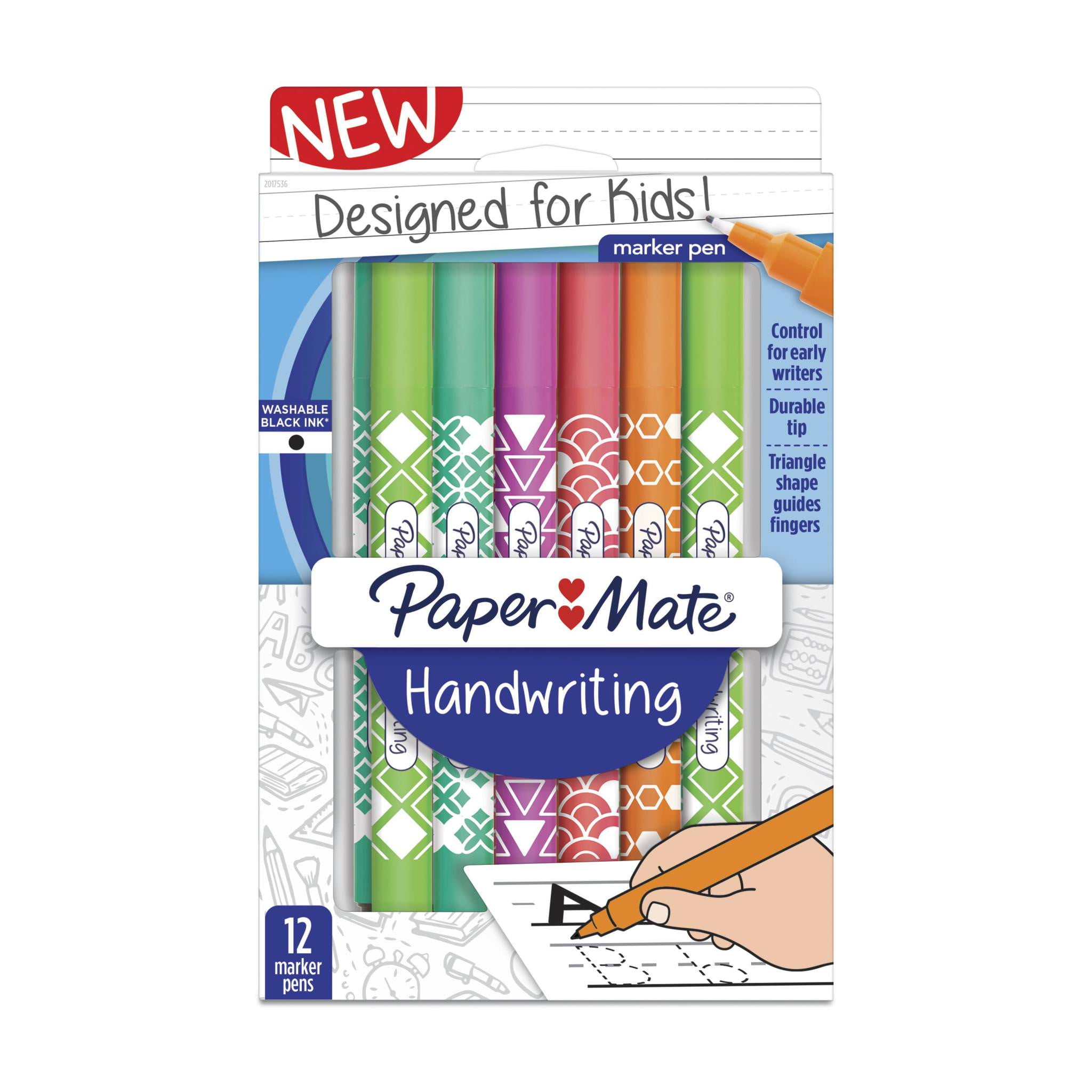 Paper Mate Handwriting Triangular Pens, Washable Black Ink, Fashion
