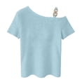thumbnail image 5 of Ichuanyi Women’s Summer Tops Casual V Neck T Shirts Short Sleeve Loose Fit Button Front Blouse Tunic Tops for Women, 5 of 6