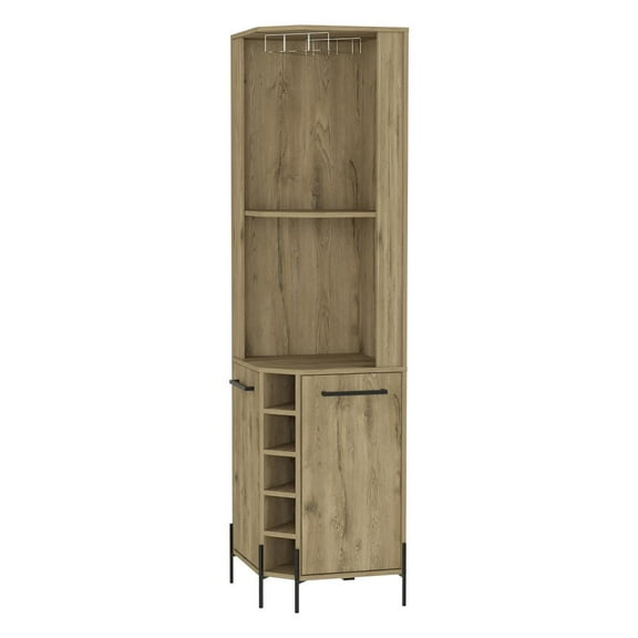 FM FURNITURE LLC Reese Corner Bar Cabinet ,Macadamia