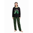 thumbnail image 3 of Christmas Family Pajamas Matching Set Black Long Sleeve Letter Print Tops and Dinosaur Print Pants Sleepwear, 3 of 10