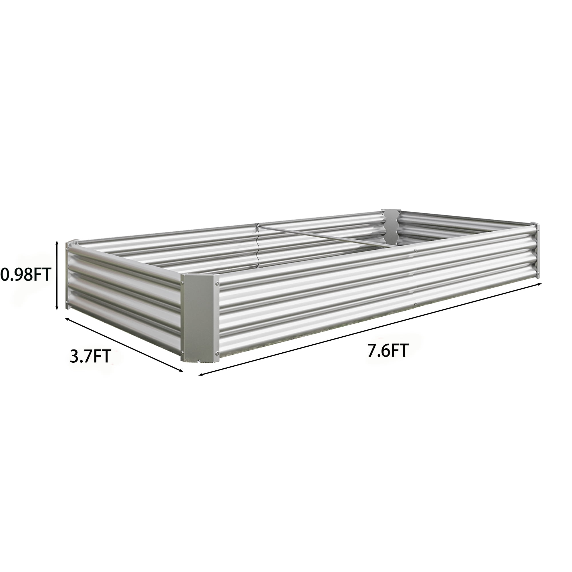 Yoneston Galvanized Raised Garden Beds Kit 7.6x3.7x0.98ft Rectangle Metal Garden Beds Galvanized Steel Planter Box for Vegetables Flowers Herbs Outdoor, Silver