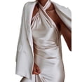 thumbnail image 3 of Woman?s Sexy Temperament Shiny One-piece, Solid Color Sleeveless Elastic Slim Halter Long Dress, Daily Life, 3 of 6