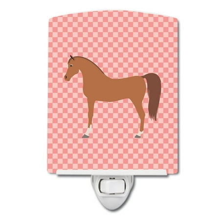 

Caroline s Treasures BB7911CNL Arabian Horse Pink Check Ceramic Night Light 6x4x3 multicolor