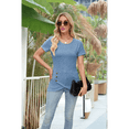 thumbnail image 5 of Women Short Sleeve Crewneck Solid Tops 2025 New Loose Summer Cute Tops Blue XL, 5 of 9