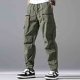 thumbnail image 6 of BVnarty Men's Solid Multi Zipper Pocket Sports Pants Elastic Waist Inner Drawstring Functional Pockets Long Trousers for Outdoor Athletic Activity Green L, 6 of 9
