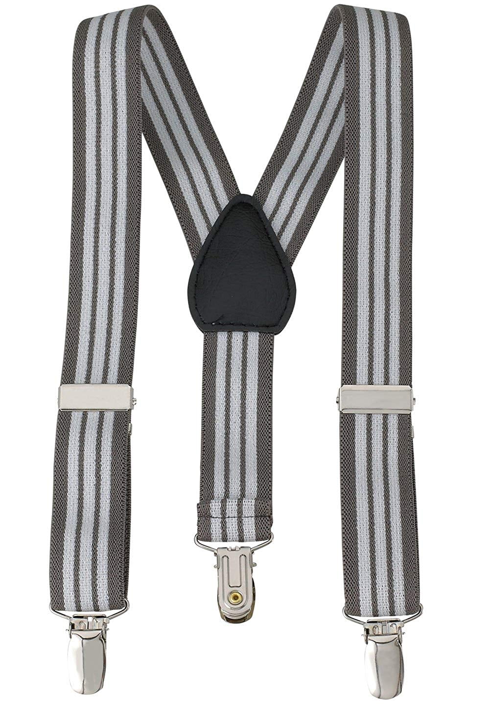 Hold'em Bow Tie Set, Baby Pre-Tied Bow Tie, 1' Suspender for Toddler Kids - Striped Grey and White