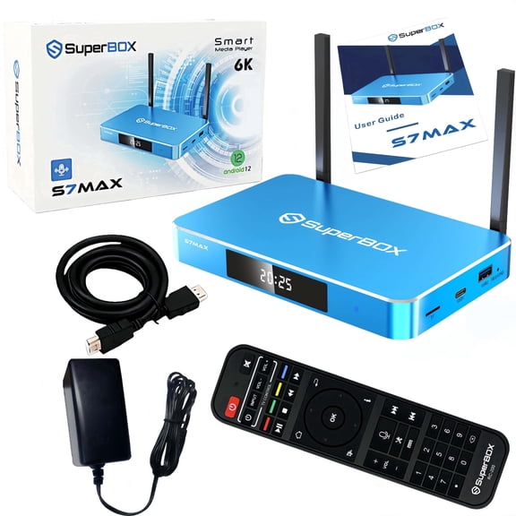 2026 Newest SuperBox S7MAX Smart TV Box with Built-in Voice Control System | Time Shift | Parental Control Time | S6MAX 2025 | 4GB RAM | 64GB Storage with Voice Remote Control