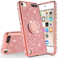 thumbnail image 2 of Apple iPod Touch 6 Case, iPod 6/5 Case [Tempered Glass Screen Protector],Glitter Ring Stand Bling Sparkle Diamond Case For Apple iPod Touch 5/6th Generation - Rose Gold, 2 of 5