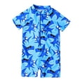 thumbnail image 1 of Hiiyo Toddler Boys One-Piece Swimsuit Short Sleeve Zip-Up Rash Guard UPF50+ Bathing Suit, 1 of 4