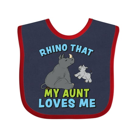

Inktastic Rhino That My Aunt Loves Me with Cute Rhinos Gift Baby Boy or Baby Girl Bib