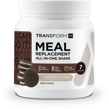 TransformHQ Meal Replacement Shake Powder (Cookies & Cream) - 7 Servings - Gluten Free, Non-GMO