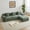 Green + Corduroy + 4 Seat, variant on 114-inch Corduroy Modular Sofa Boneless couch, Featuring an Inlaid Structural Design, three throw pillows, Wider backrest design and Four Freely Configurable Modules