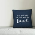thumbnail image 2 of Creative Products All You Need is Love and a Beach Script Navy 16x16 Indoor / Outdoor Pillow, 2 of 2