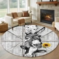 thumbnail image 2 of Grey Farmhouse Round Area Rugs Collection 7', Vintage Sunflowers Animals Printed Non Slip Indoor Circular Throw Runner Rug Floor Mat Carpet for Living Room Dining Table Bedroom Nursery, 2 of 9