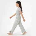 thumbnail image 5 of dazeni Girls Wide Leg Sweatpants Pockets Side Split Quick Dry Athletic High Waisted Baggy Causal Trousers Lightweight Outdoor Camping Green 12 Years, 5 of 6