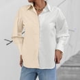 thumbnail image 2 of IROINNID Reduced Women's Long Sleeve V-Neck Shirts Daily Printing Stitching T-Shirt Long Sleeve Blouses Tops,White, 2 of 7