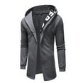 thumbnail image 5 of Handshe Men's Stylish Solid - Color Letter - Spliced Long - Sleeve Hooded Casual Jacket, 5 of 7