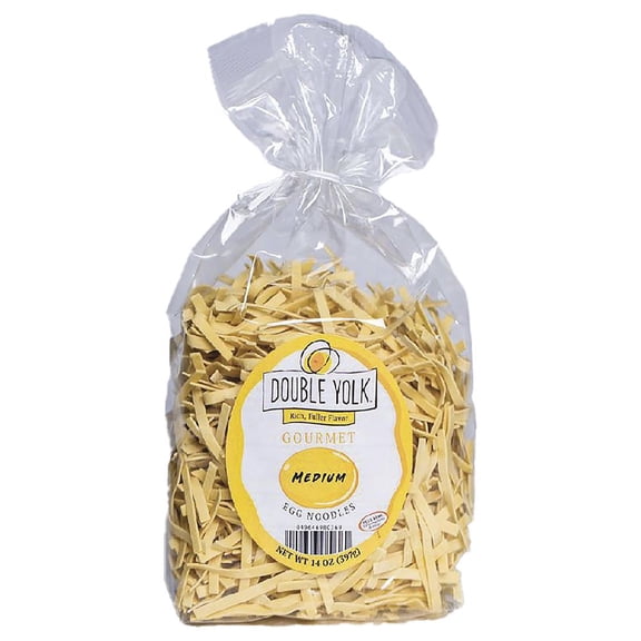 Double Yolk Gourmet Medium Egg Noodles, Premium Enriched Pasta Noodles for Soups, Casseroles & Side Dishes, 14 oz Bag