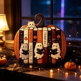 thumbnail image 4 of Halloween Wooden Pumpkin Bookshelf Decor, Rustic Pumpkin Tabletop Ornament with Fall Design, Seasonal Home Decoration for Shelf Mantel Desk Living Room Office Party Display, 4 of 6