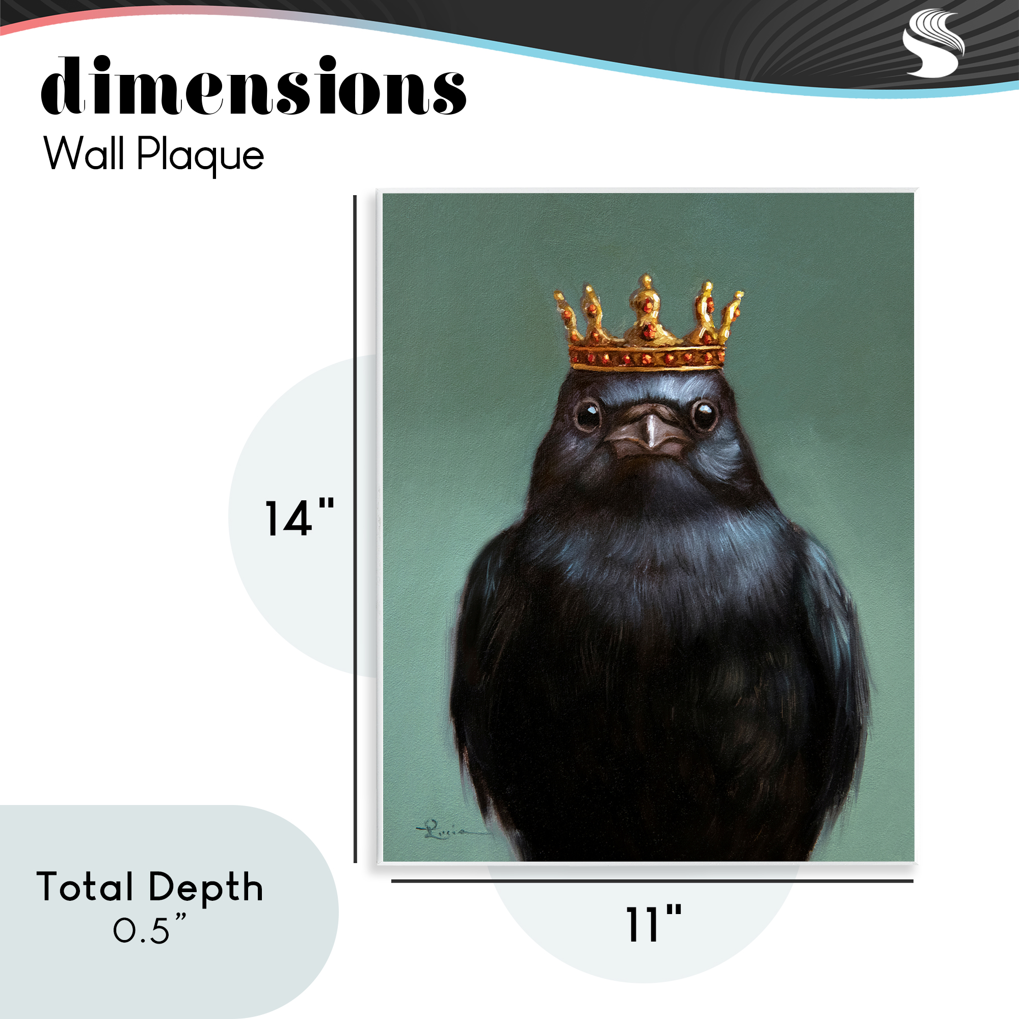 King Crow Portrait Wall Plaque Art, design by Lucia Heffernan