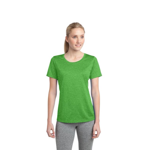 Sport-Tek Ladies Heather Contender Scoop Neck Tee, Turf Green Heather, XXXX-Large