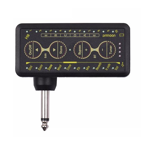 Eccomum Multi-effects Guitar Headphone Rechargeable Pocket Headphone Guitar Amp with 3.5mm Jack 10 Preamp Chorus Phaser Reverb Delay Tuner for Practice