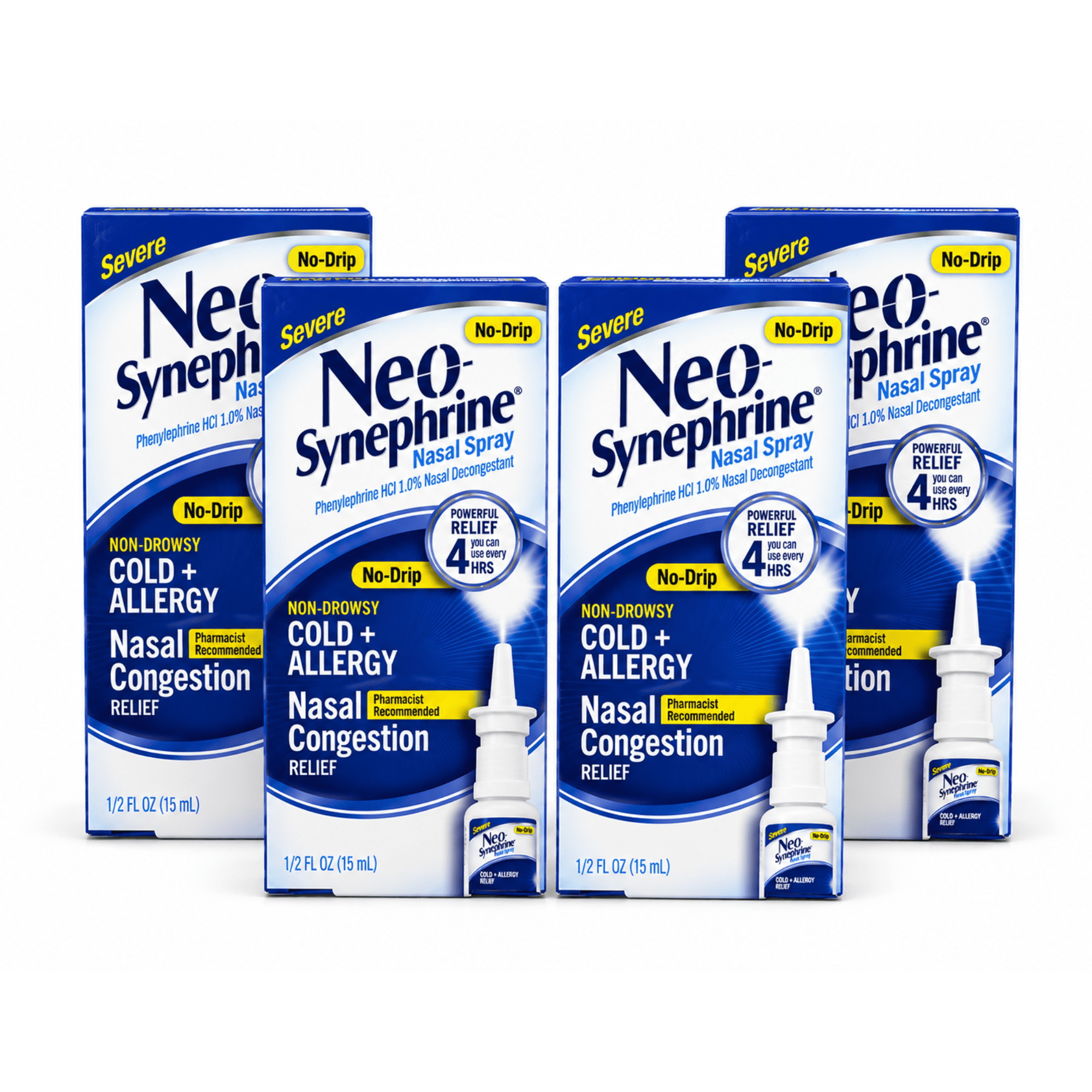 Neo-Synephrine 0.5 Percent Nasal Decongestant Spray, 15 mL 4 Pack