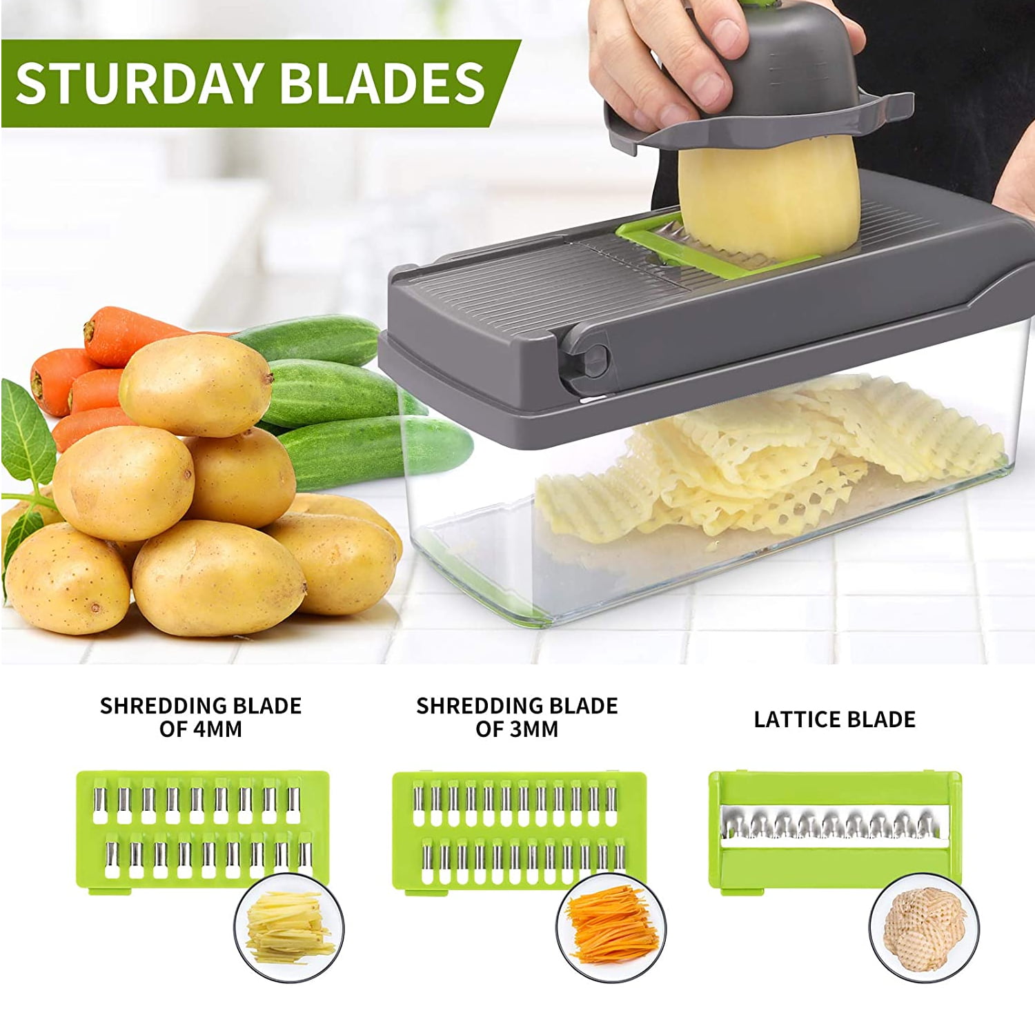 14in1, Vegetable Chopper, Multifunctional Onion Chopper, Food Chopper,  Household Vegetable Slicer, Cutter With Container, Onion Mincer Chopper  With 8 Blades For Kitchen, Kitchen Stuff, Kitchen Gadgets, Kitchen Utensils  - Temu