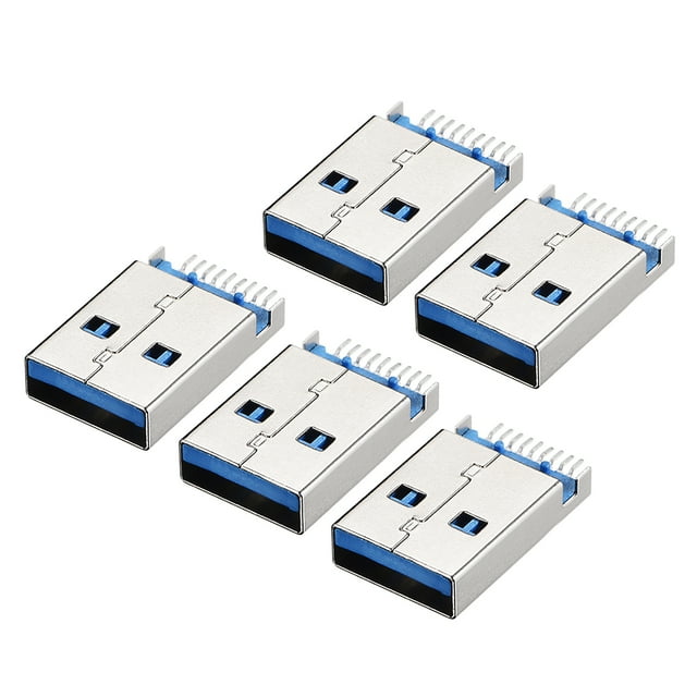 Unique Bargains PCB Connector USB-AM 3.0 Male Jack 9 Pin SMT 180 Degree 5Pcs