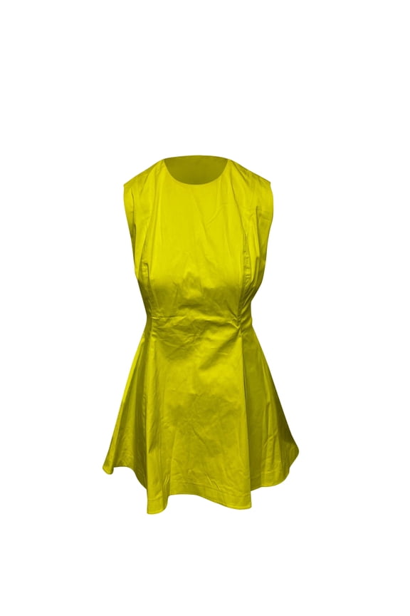 Pre-Owned Dior Box Pleated Mini Dress in Yellow Cotton