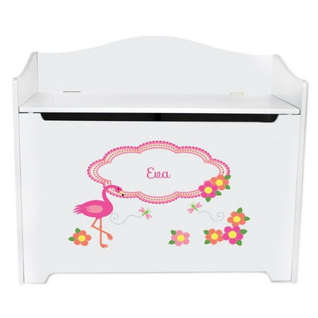 Personalized Toy Box Bench With Pink Flamingo Design Walmart Com