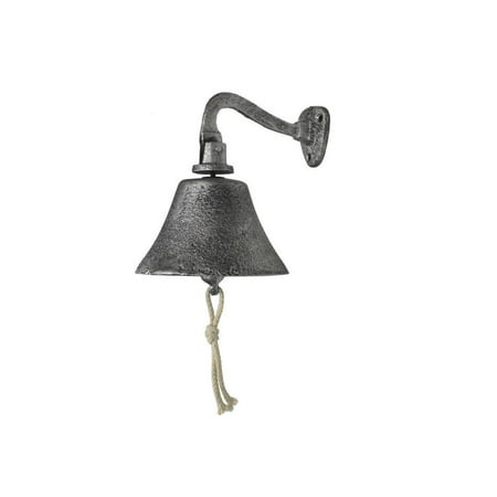 Rustic Silver Cast Iron Hanging Ship's Bell 6
