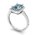 thumbnail image 2 of 1.86ct Emerald Cut Blue Moissanite 18k White Gold Engraving Statement Bridal Wedding Halo Designer Ring Size 10.5, 2 of 5